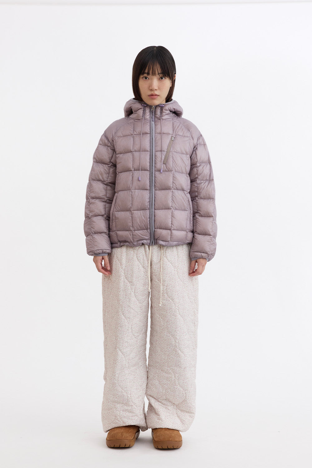 [9/28予約配送] REVERSIBLE FLORAL GRAPHIC DUCK DOWN, LIGHT PURPLE