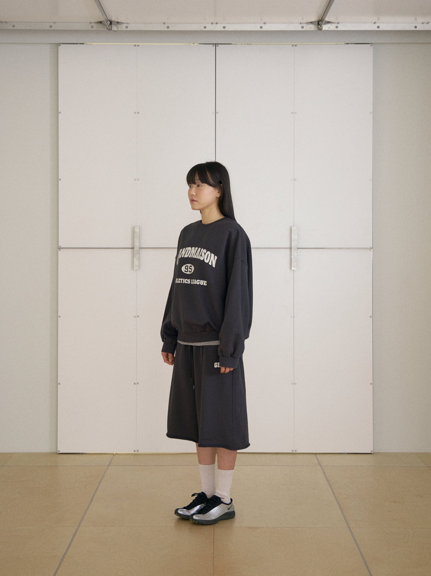 Cutoff Half Sweatpants - Charcoal