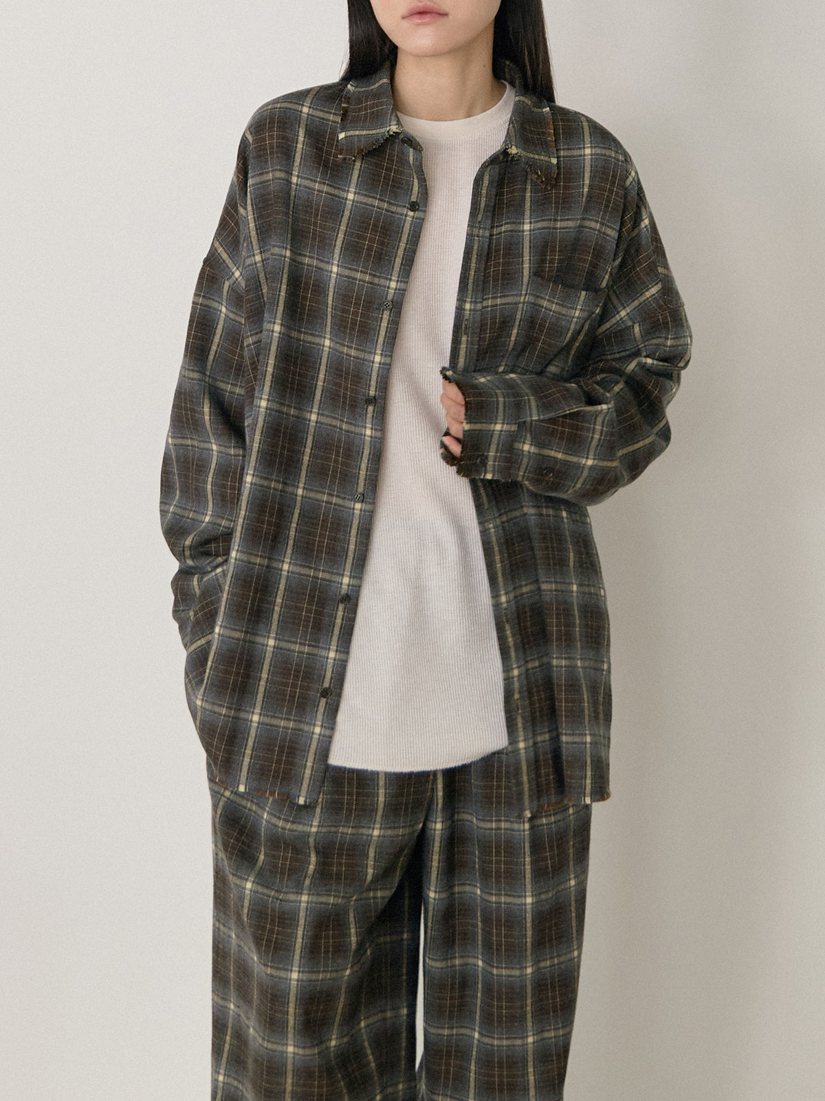 MARAN Fringe Check Shirt - Khaki 商品画像15/21
