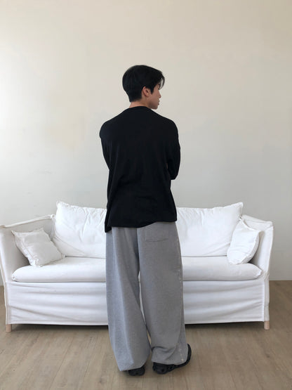 Carat Embroidery Wide Pants GRAY 着用バック