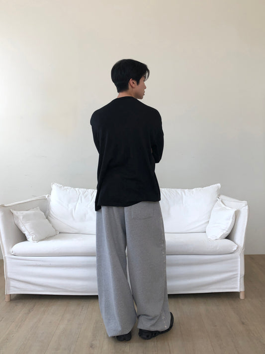 Carat Embroidery Wide Pants GRAY 着用バック