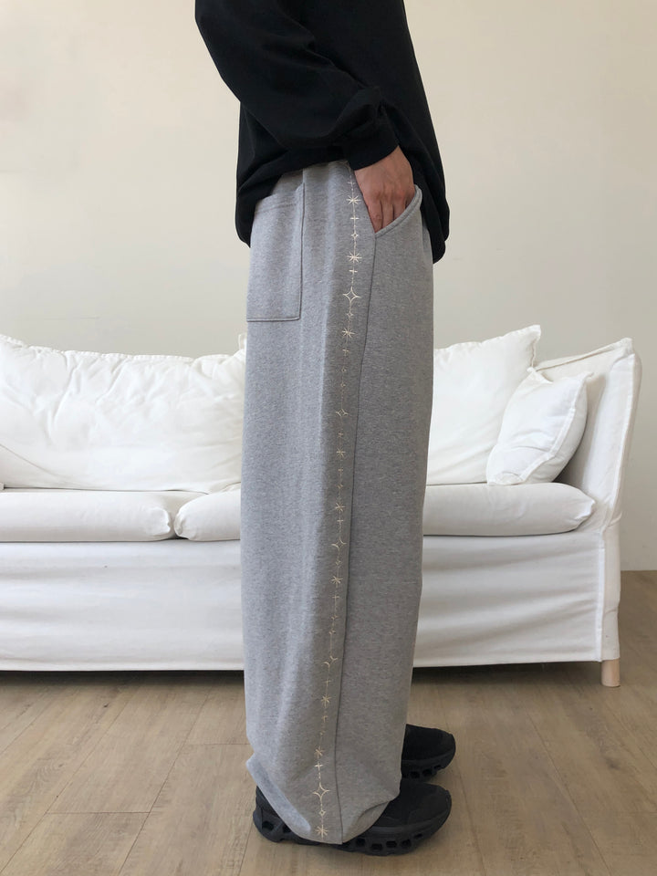 Carat Embroidery Wide Pants