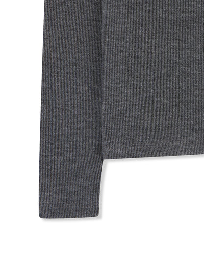 Pearl Snap Ribbed Cardigan 袖口・裾ディテール