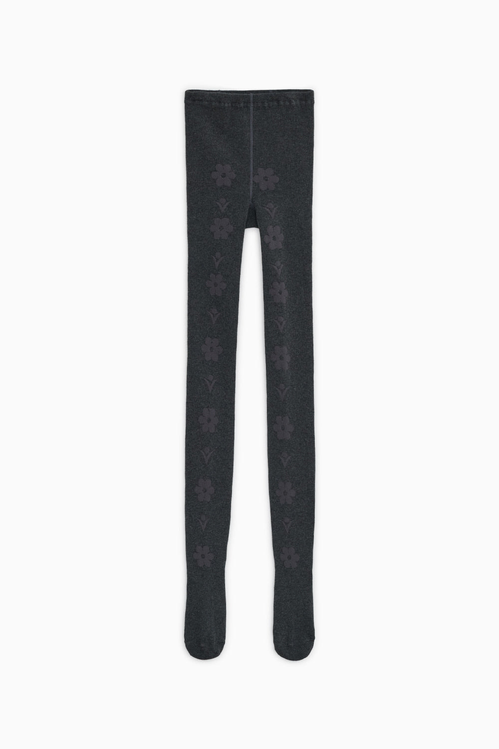 FLORAL PATTERN TIGHTS, CHARCOAL