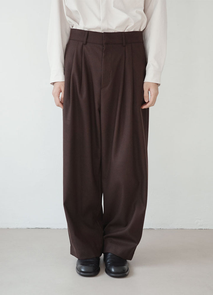 Tailored Wool Wide Slacks