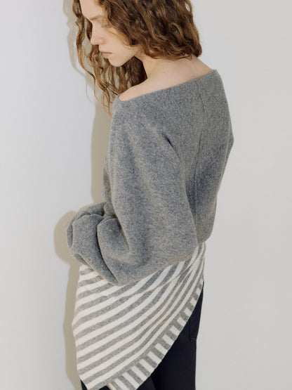 Flow Boat Neck Pullover - Gray 3