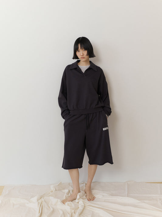 Cutoff Half Sweatpants - Charcoal