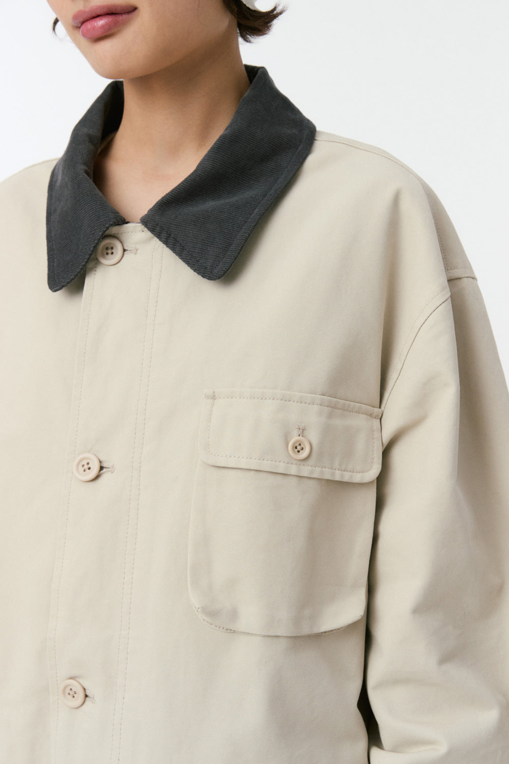 REVERSIBLE FLORAL COTTON JACKET, BEIGE