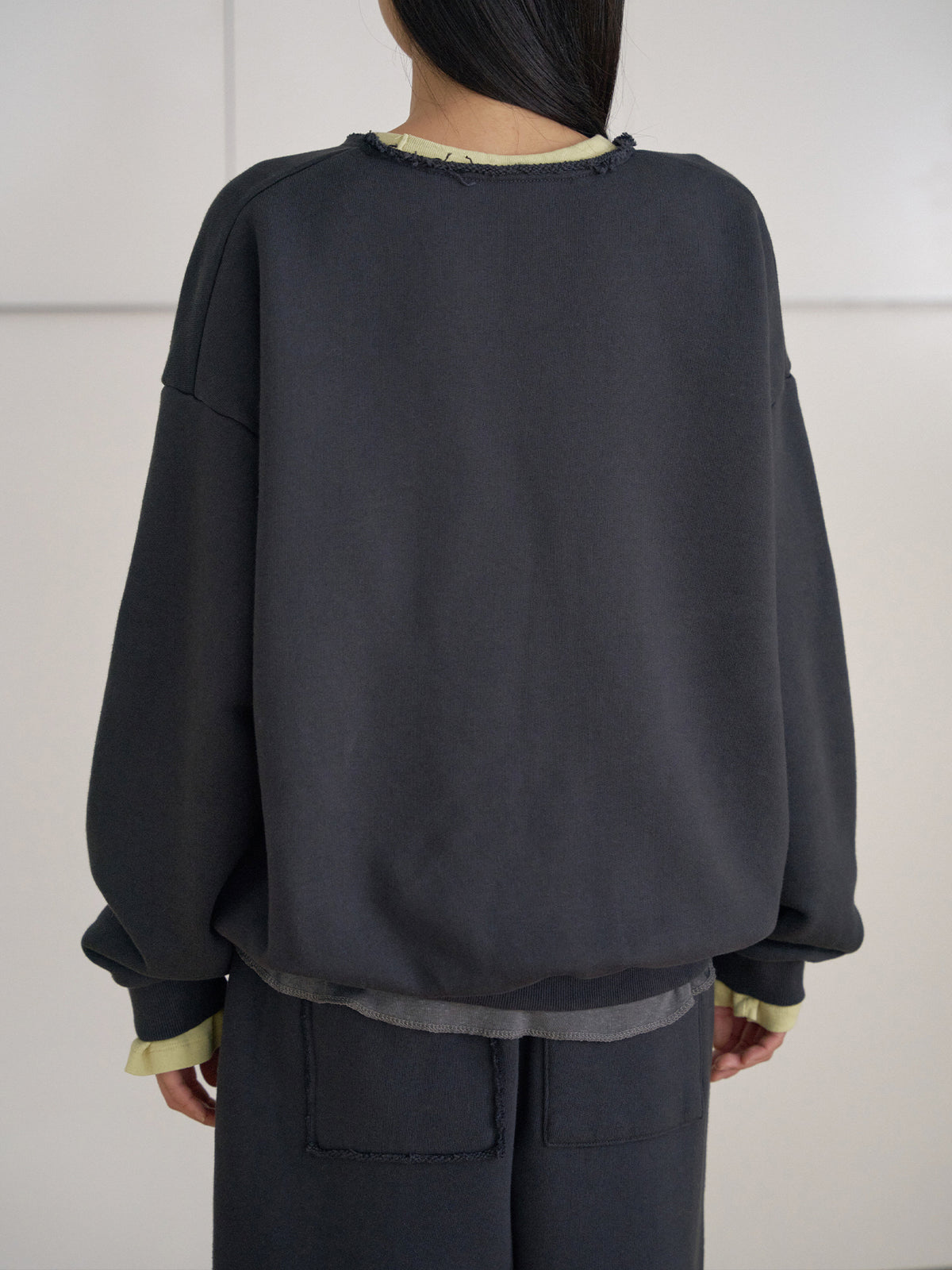 Raw Edge Sweatshirt - Charcoal 11