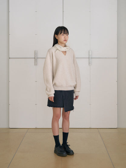 MARAN Cashmere Square Scarf - Oatmeal 商品画像17/21