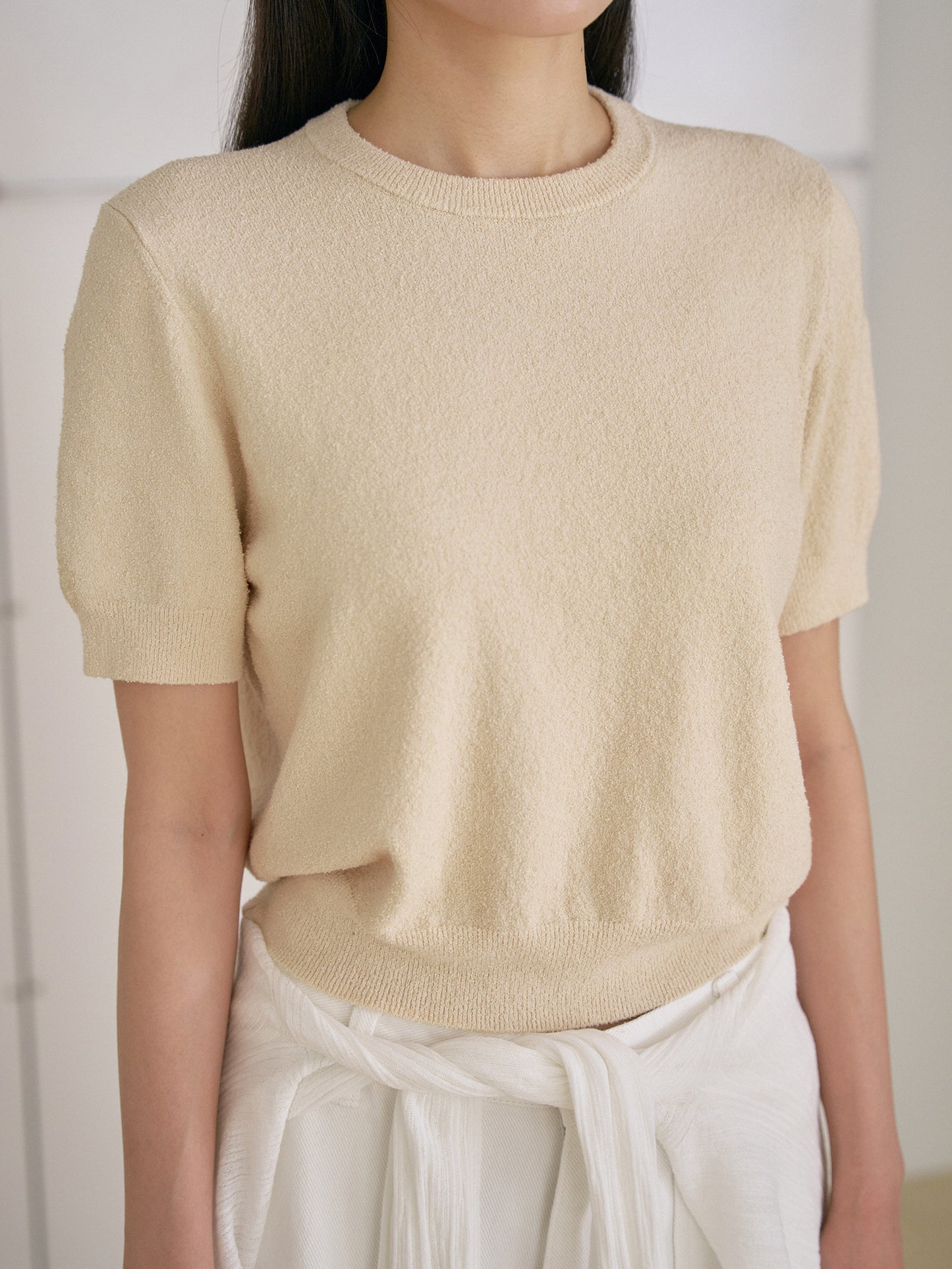 Boucle Round Half Sleeve - Beige