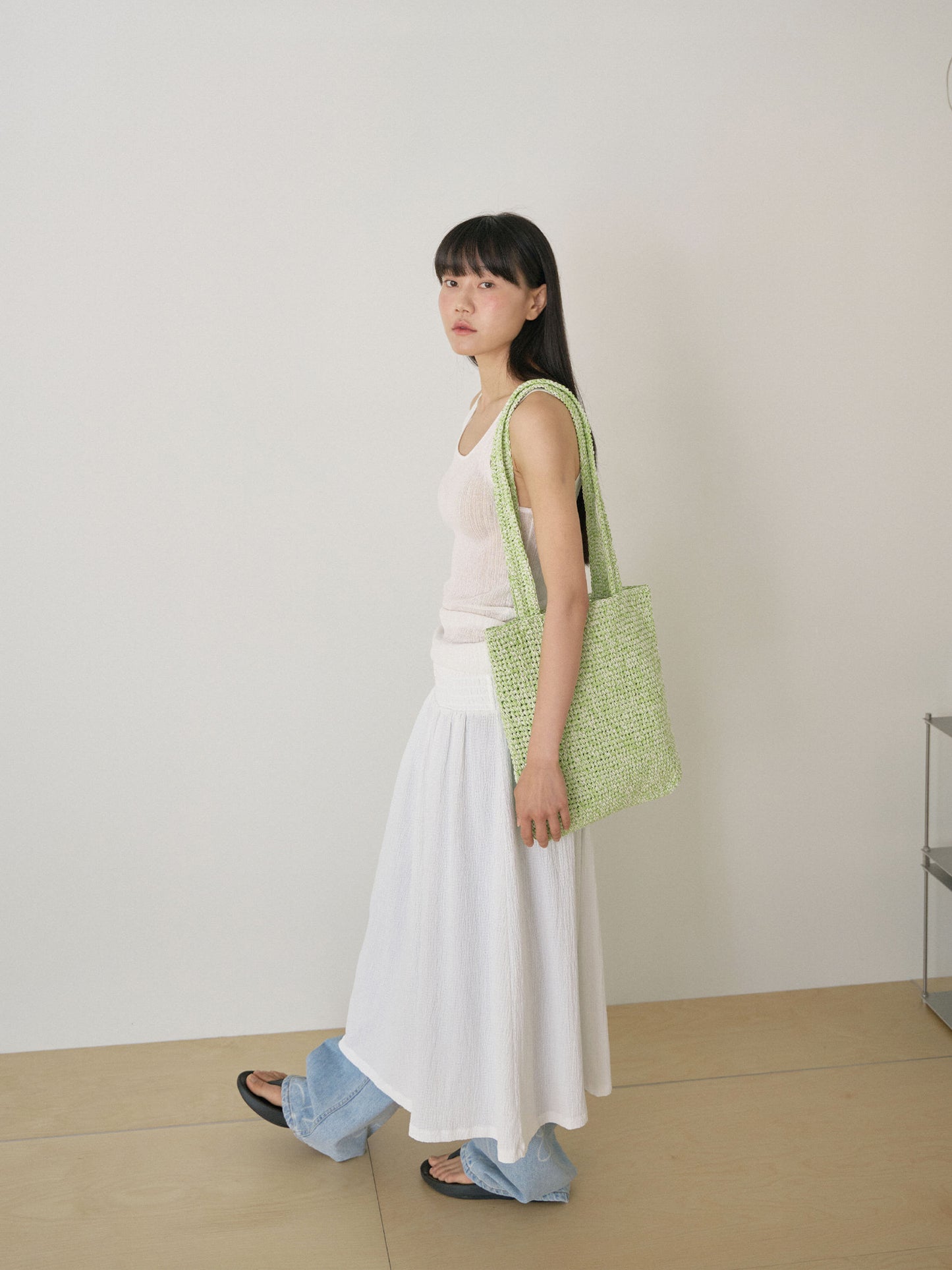 Handmade Paper Knit Bag - Green