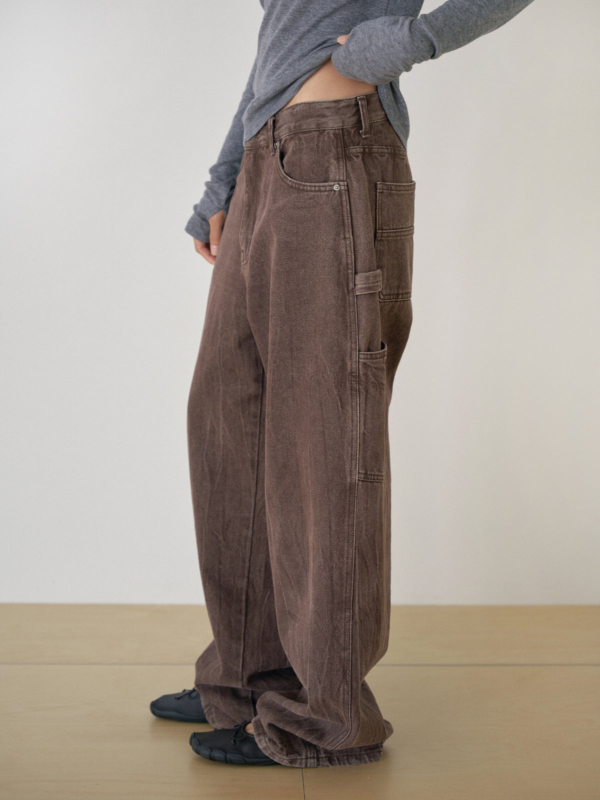 Brown Crack Work Pants - Brown 7
