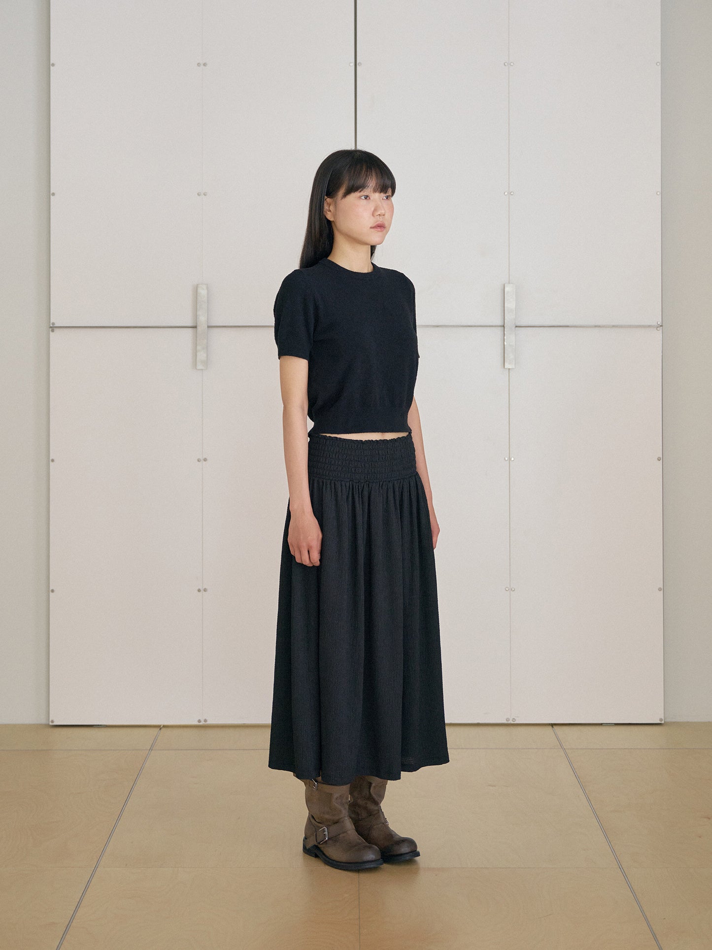 Boucle Round Half Sleeve - Black
