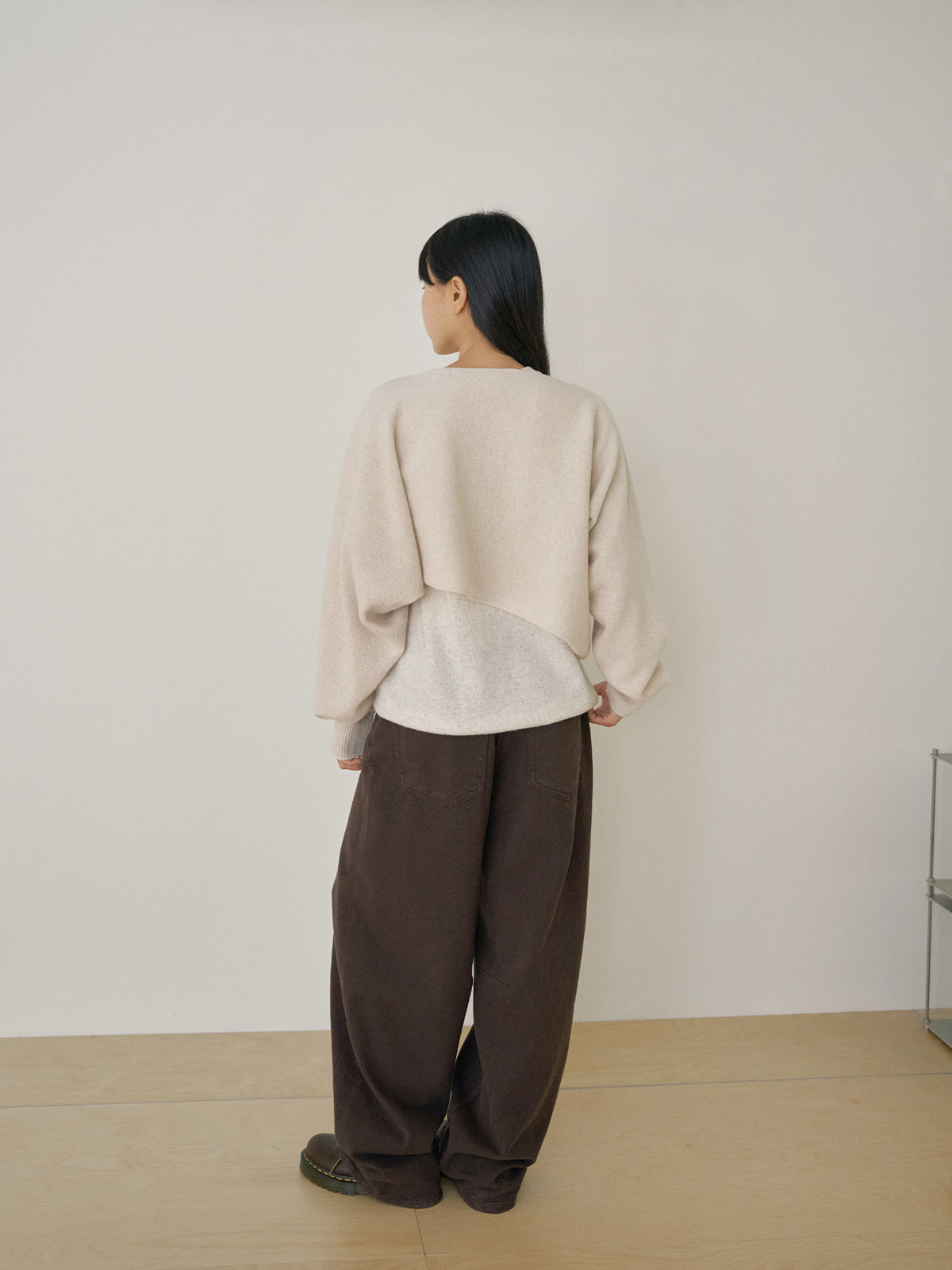Unbalanced Boat Neck Pullover - Oatmeal 6