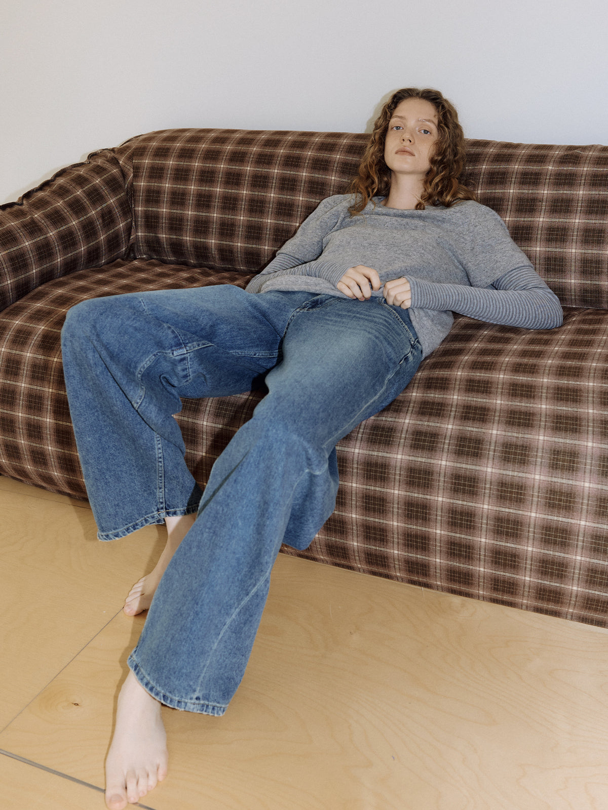 Curved Denim Pants - Indigo 3