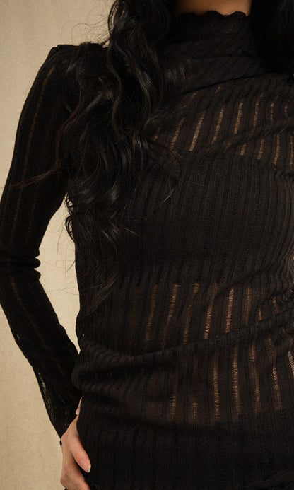 See-through Turtleneck T-shirts Black (SS Ver.)