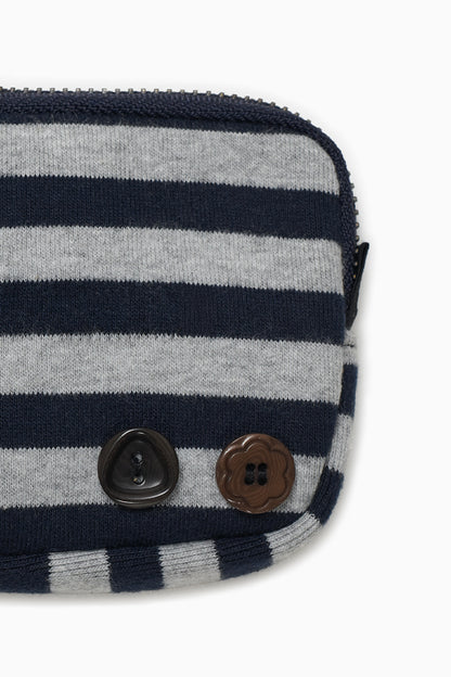 BUTTON POINT COIN WALLET, NAVY STRIPE