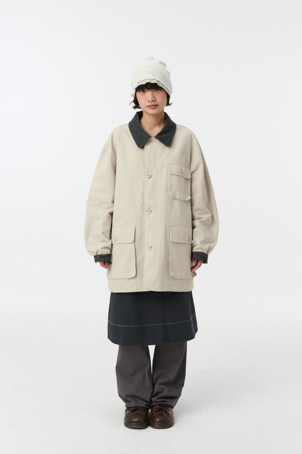 REVERSIBLE FLORAL COTTON JACKET, BEIGE
