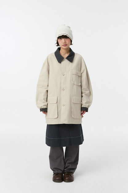 REVERSIBLE FLORAL COTTON JACKET, BEIGE