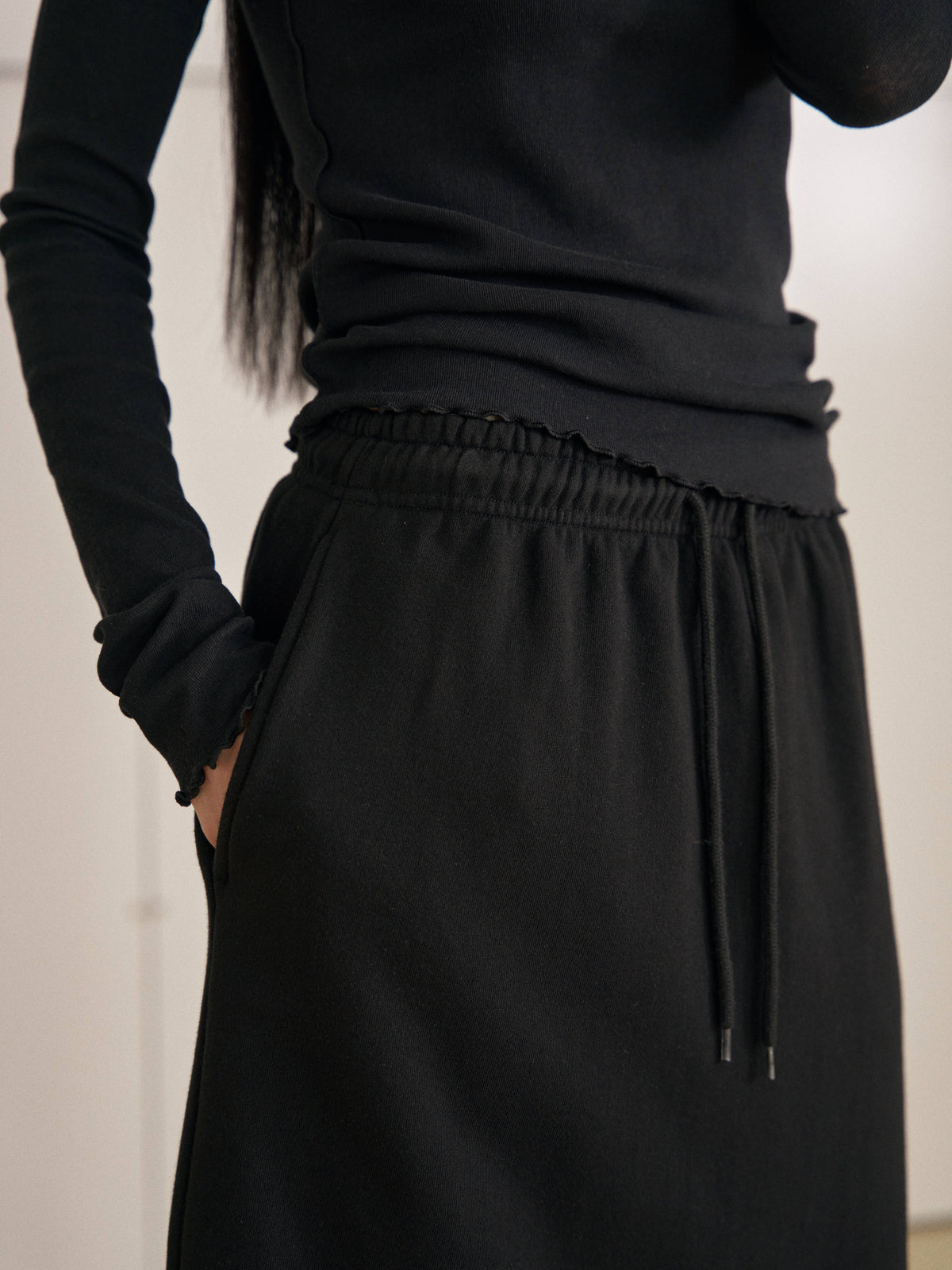 Center Slit Sweat Skirt - Black 10