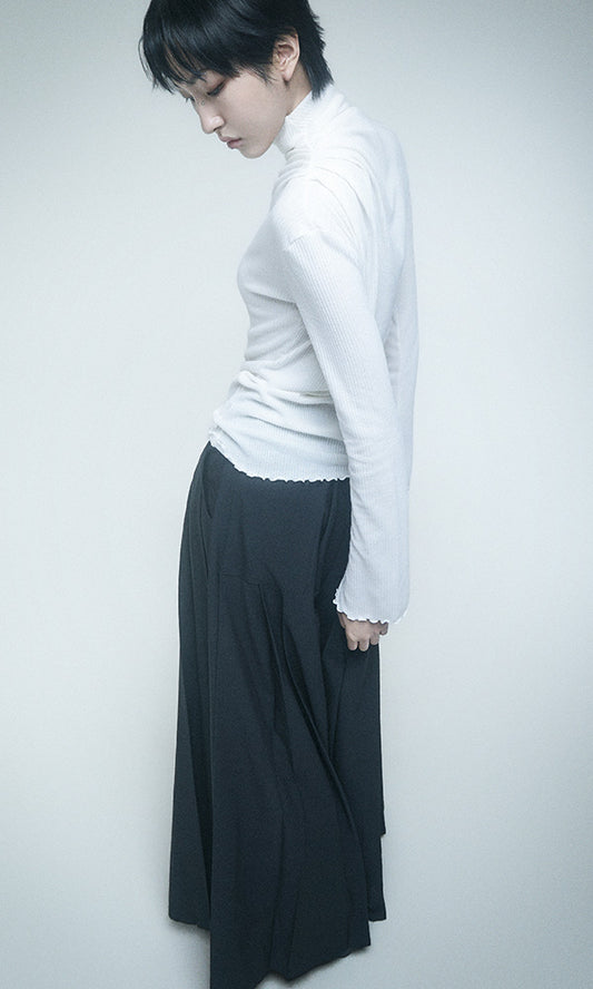 【Reculer レキュリー】Cowl string coloration draped T-shirt Ivory