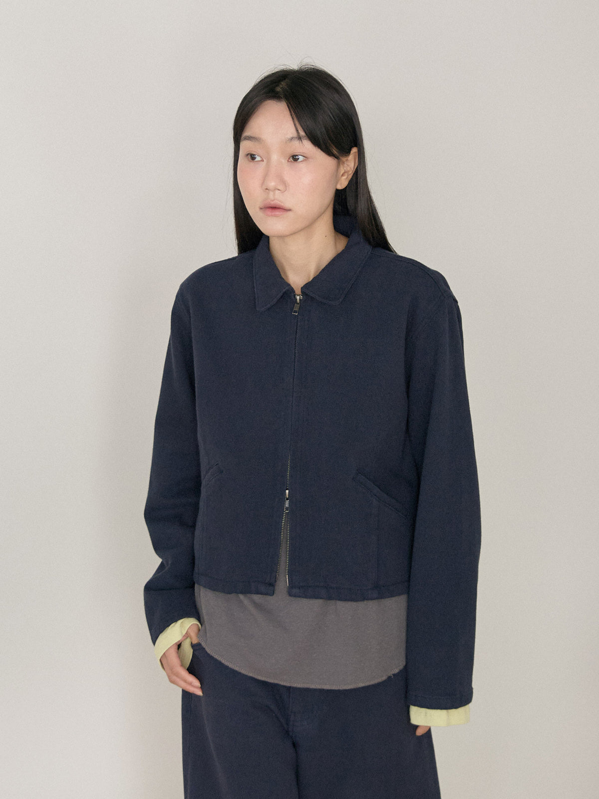 MARAN Cotton Twill Crop Jacket - Navy 商品画像17/21