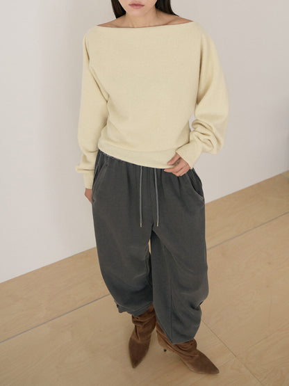 Flow Boat Neck Pullover - Pale Yellow 8