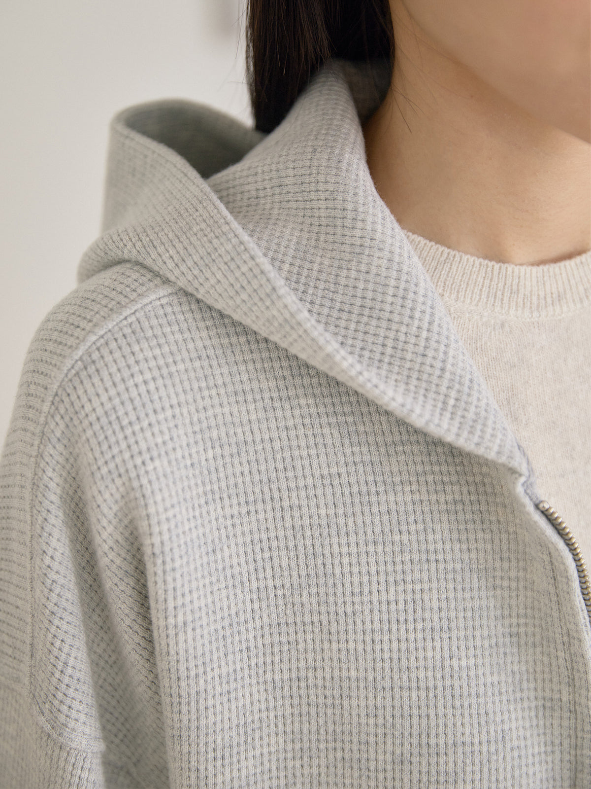 MARAN Current Waffle Hoodie Zip-up - Light Gray 商品画像14/21