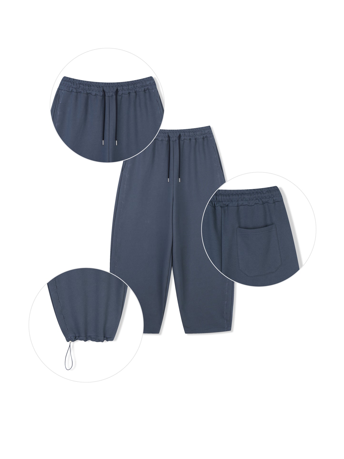 Chain Embroidery Wide Pants NAVY flat lay
