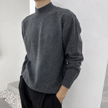 Wool Yono Half Polo CHARCOAL 2