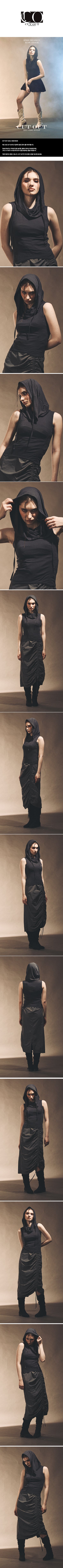 COWL HOODIE SLEEVELESS [CHARCOAL]