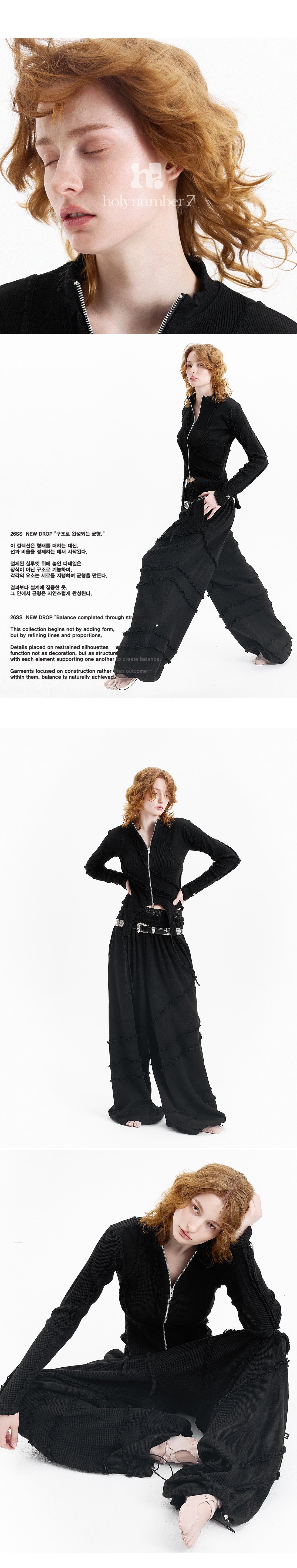 Waffle diagonal decoration pants
