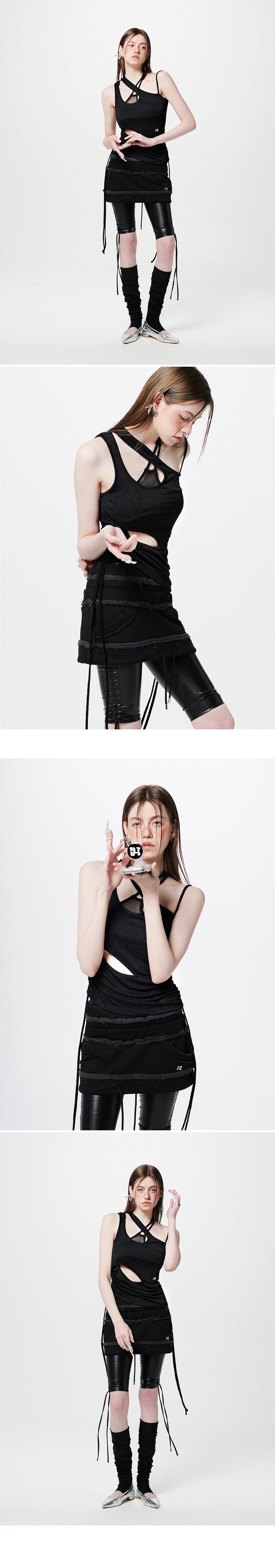 Asymmetric Shirring String Top