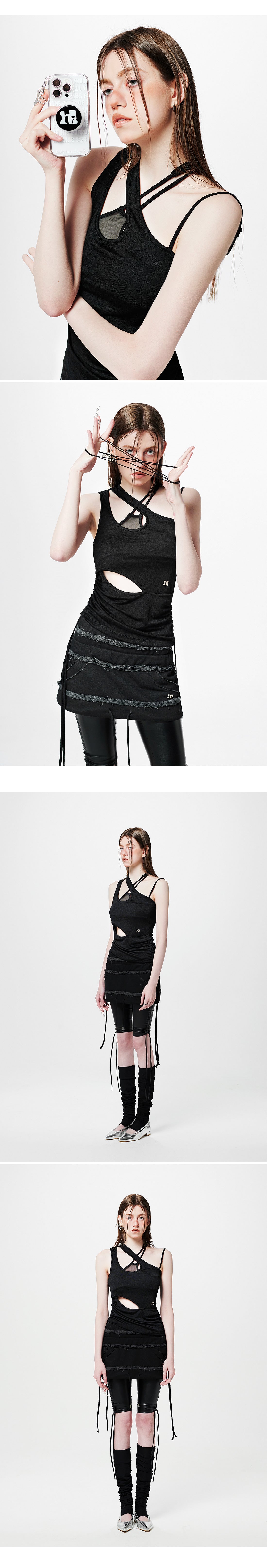Asymmetric Shirring String Top