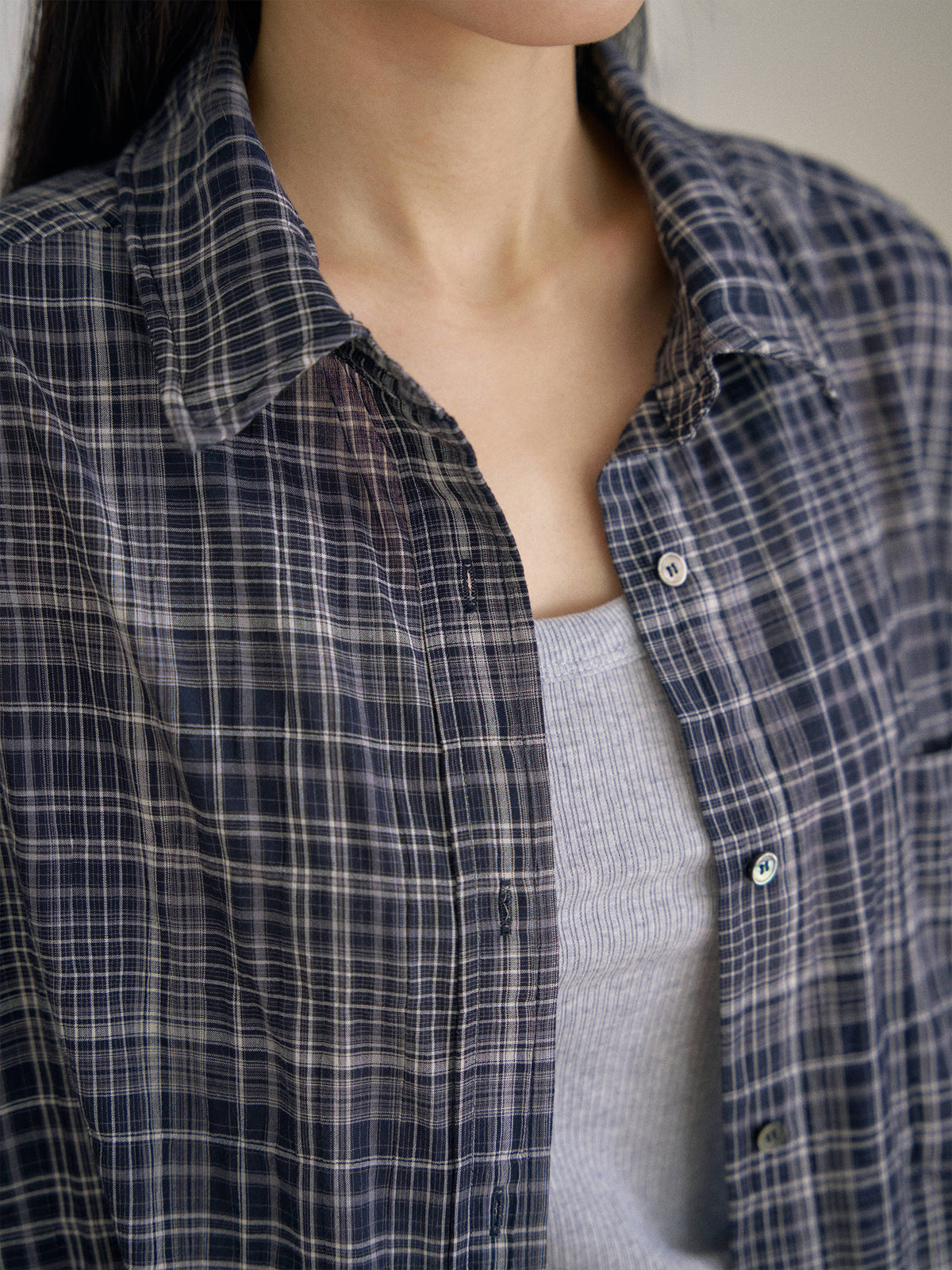 Check Wire Shirt - Navy 8