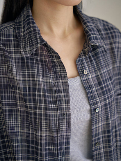 Check Wire Shirt - Navy 8