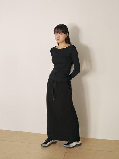 Center Slit Sweat Skirt - Black 2