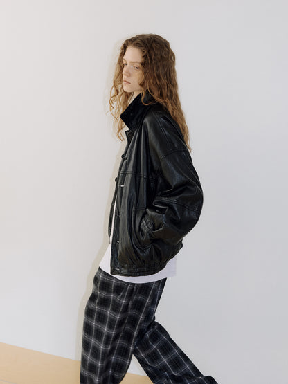 Soft Leather Blouson - Black 3