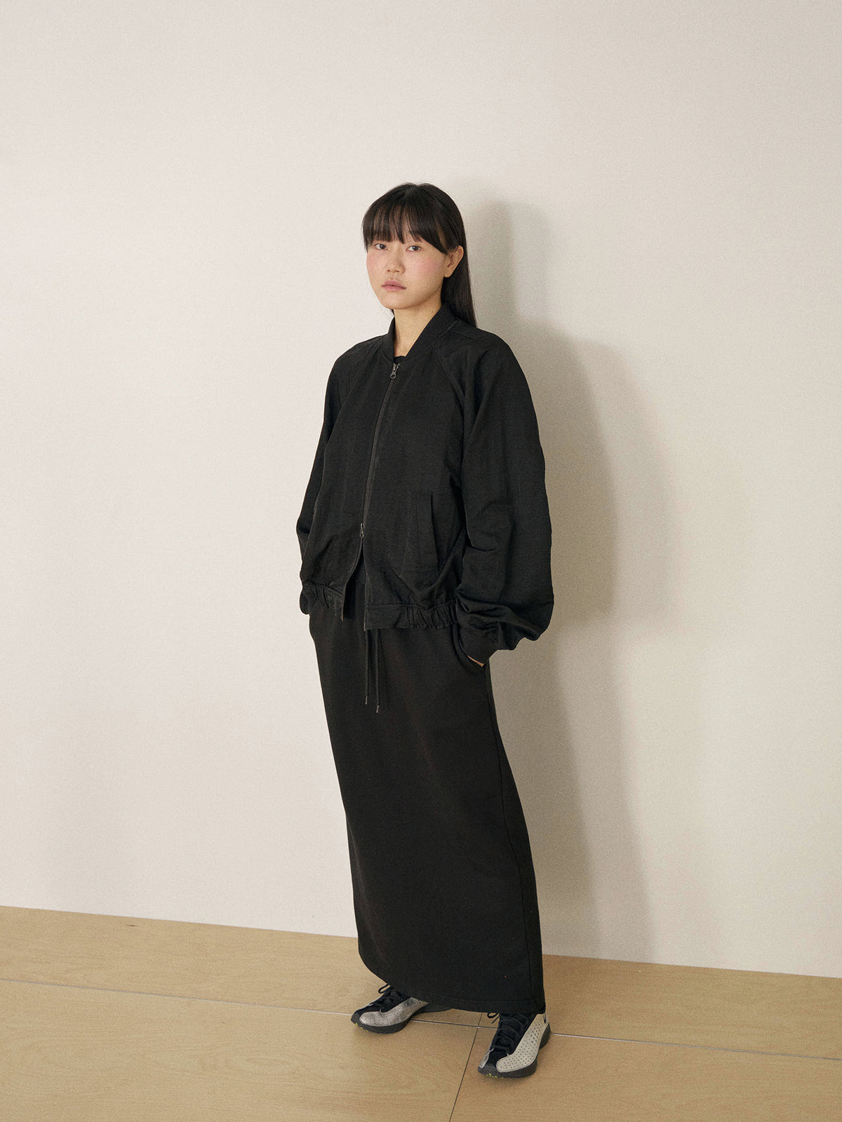 Center Slit Sweat Skirt - Black 7