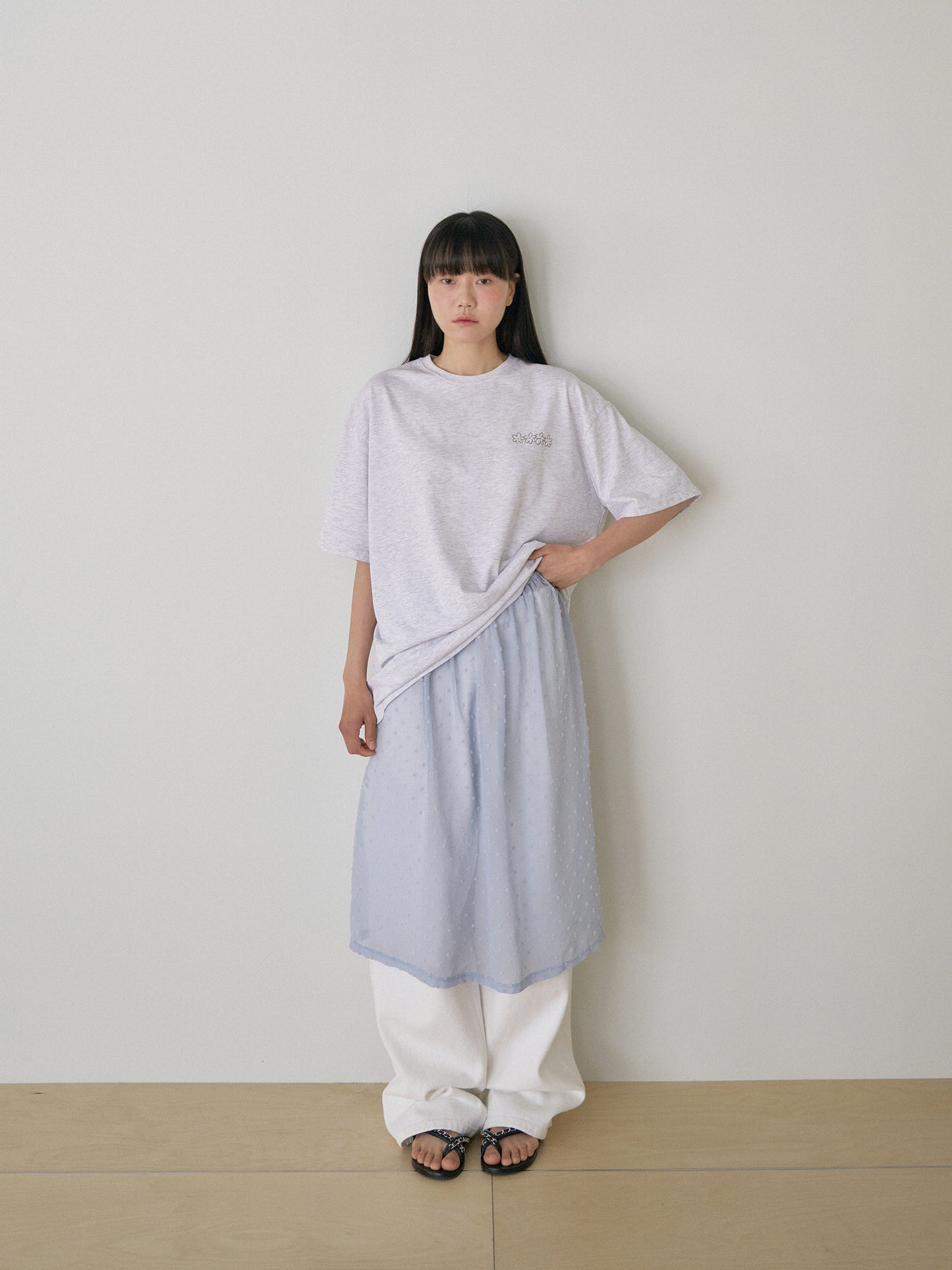 Dot Slit Skirt - Blue