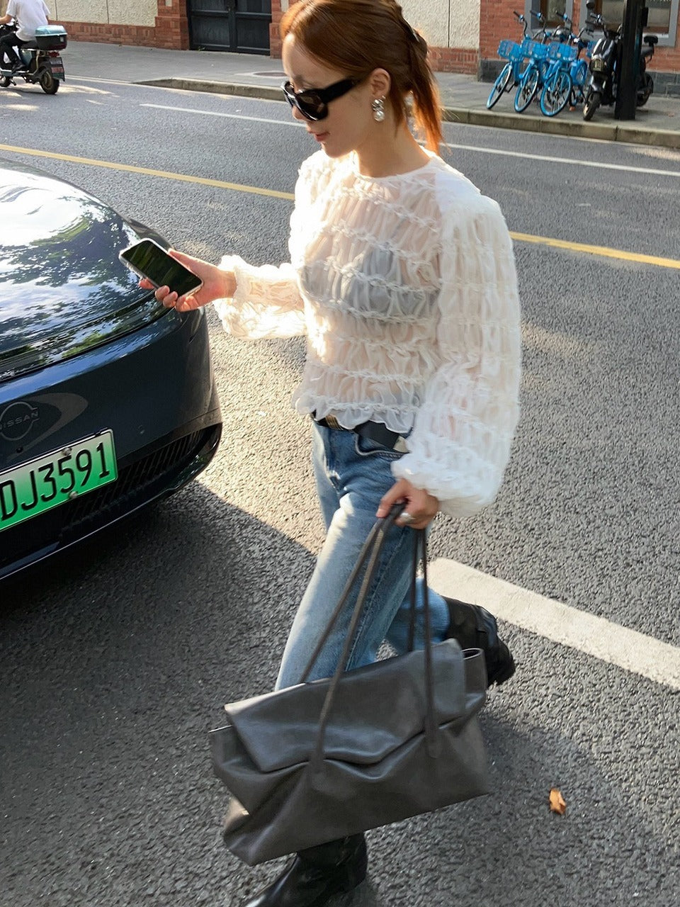 【A MA:DE】Honey Shirring blouse
