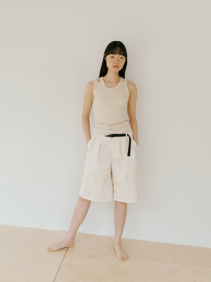 [MARAN] Mei Ribbed Sleeveless - BEIGE