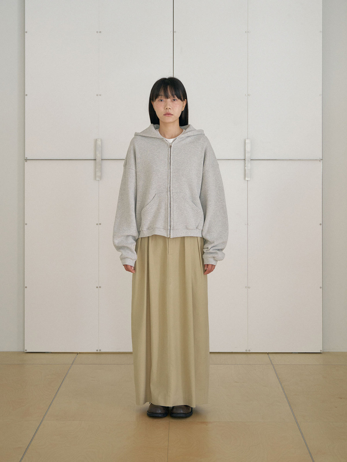 Current Waffle Hoodie Zip-up - Light Gray 10