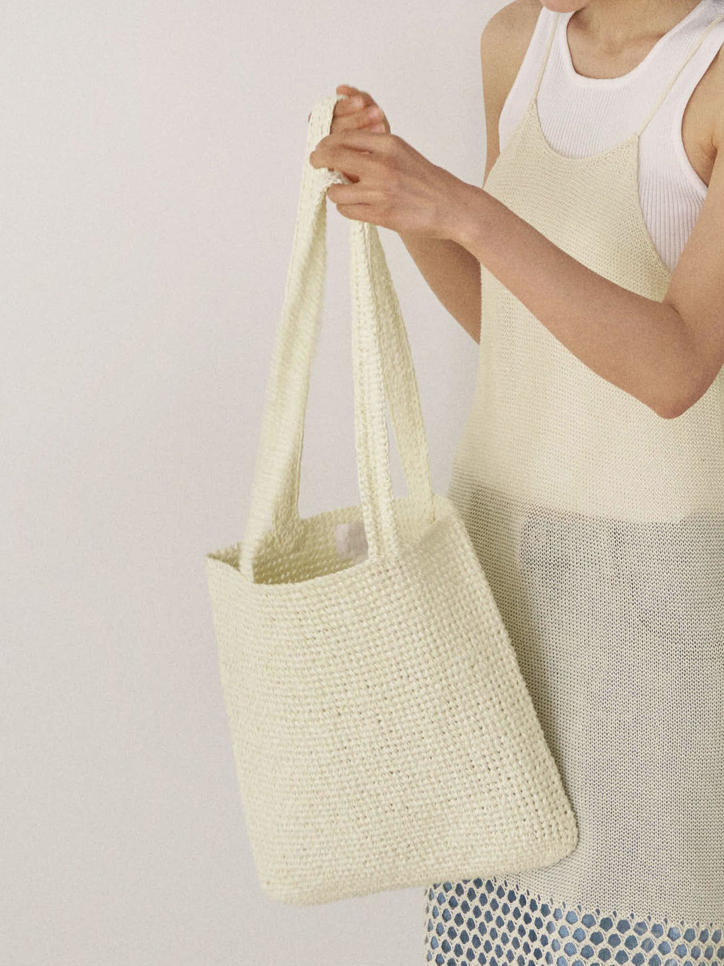 Handmade Paper Knit Bag - Ecru