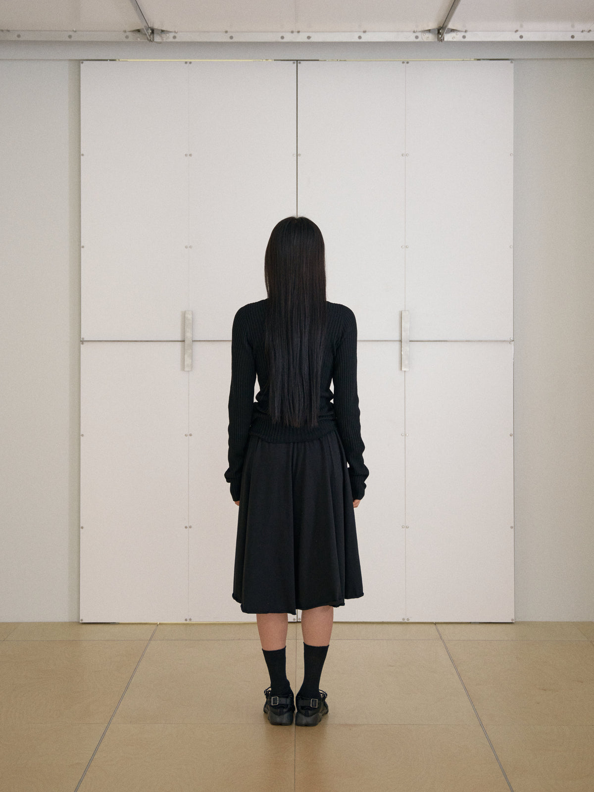 Double V-neck Rib Pullover - Black 12