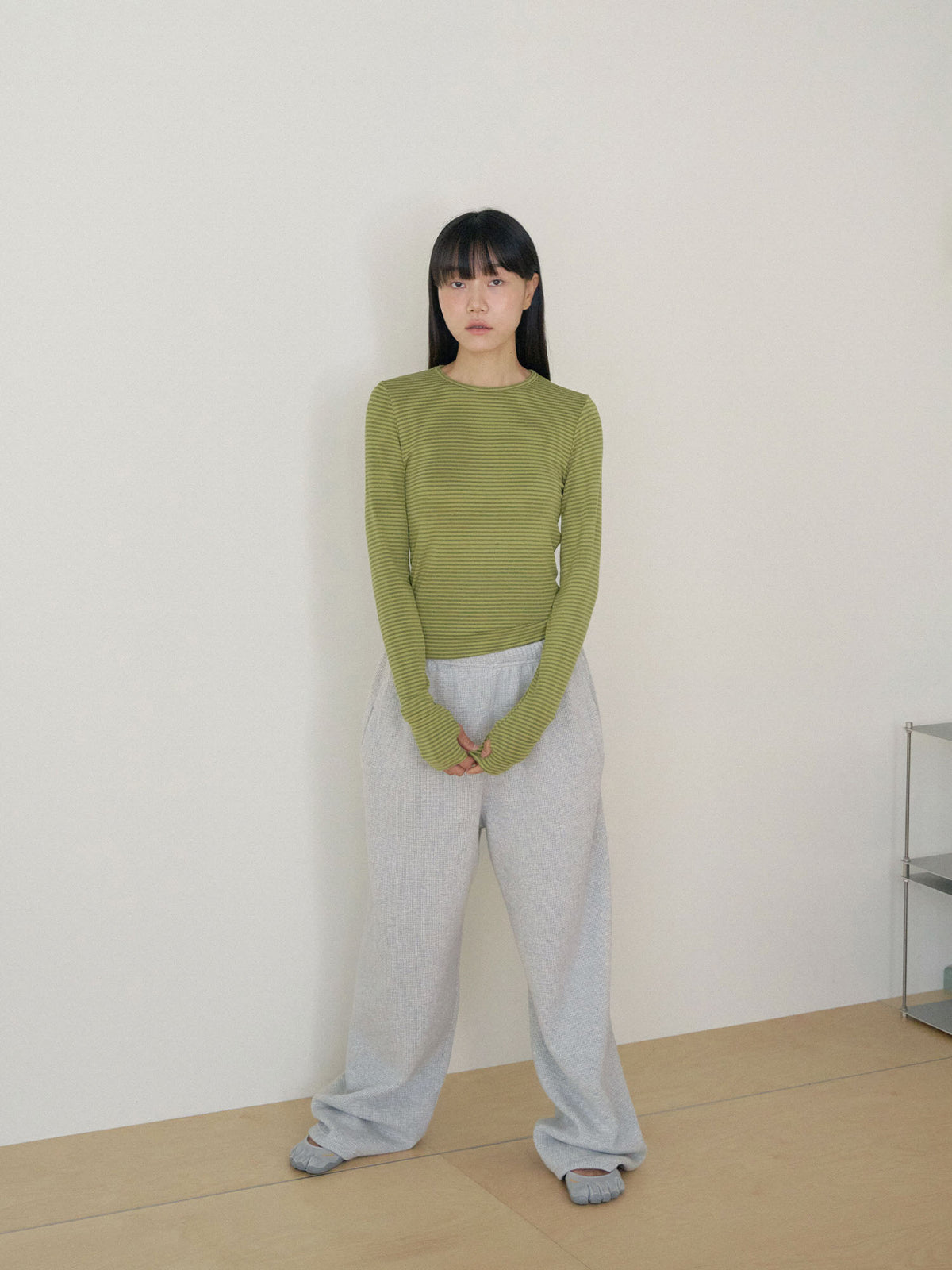 Rib Stripe Long Sleeve - Olive 6