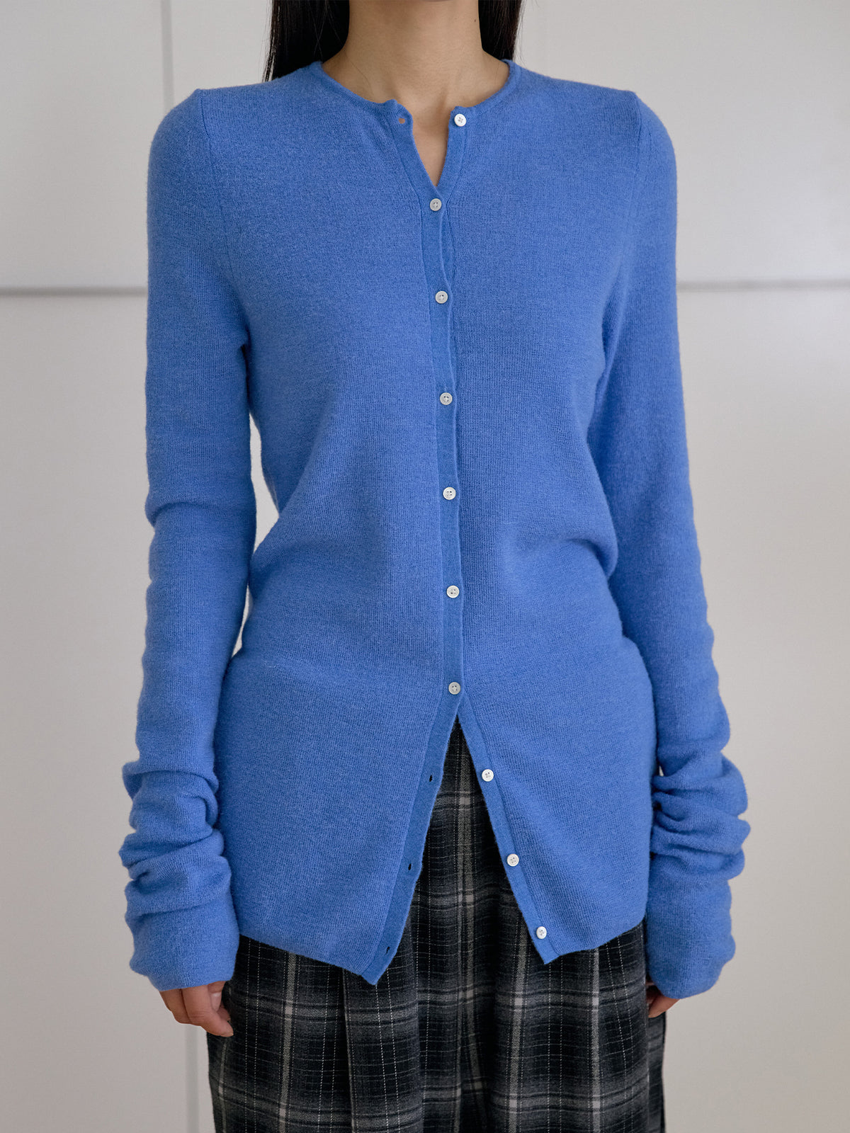 Alpaca Button Cardigan - Blue 10