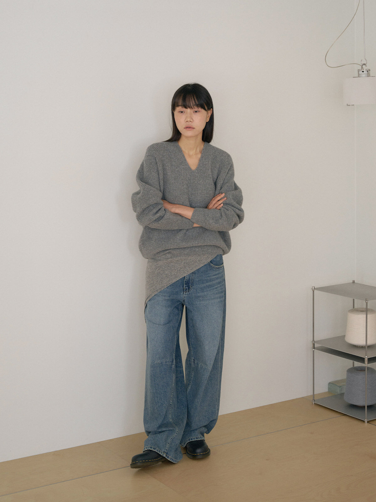 Cashmere Square Scarf - Gray 5