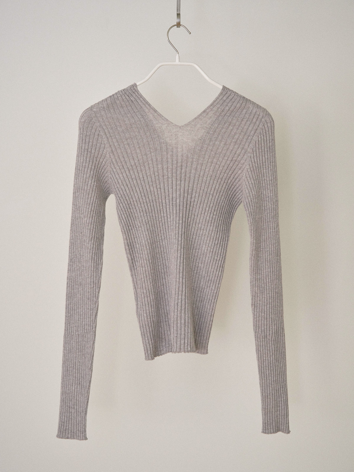 MARAN Double V-neck Rib Pullover - Gray 商品画像19/19